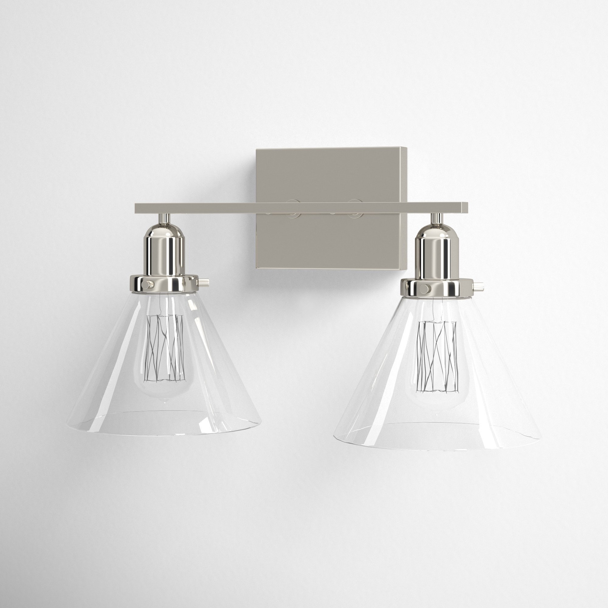 Catalina 2 Light Transparent Dimmable Bath Sconce, Polished Nickel