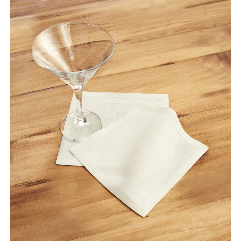 100% Pure Linen Cocktail Napkins - Athena, 9" x 9", Navy