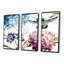 Humming Bird Blue Cottage Flower - ensemble d'art mural sur toile encadré maison de campagne