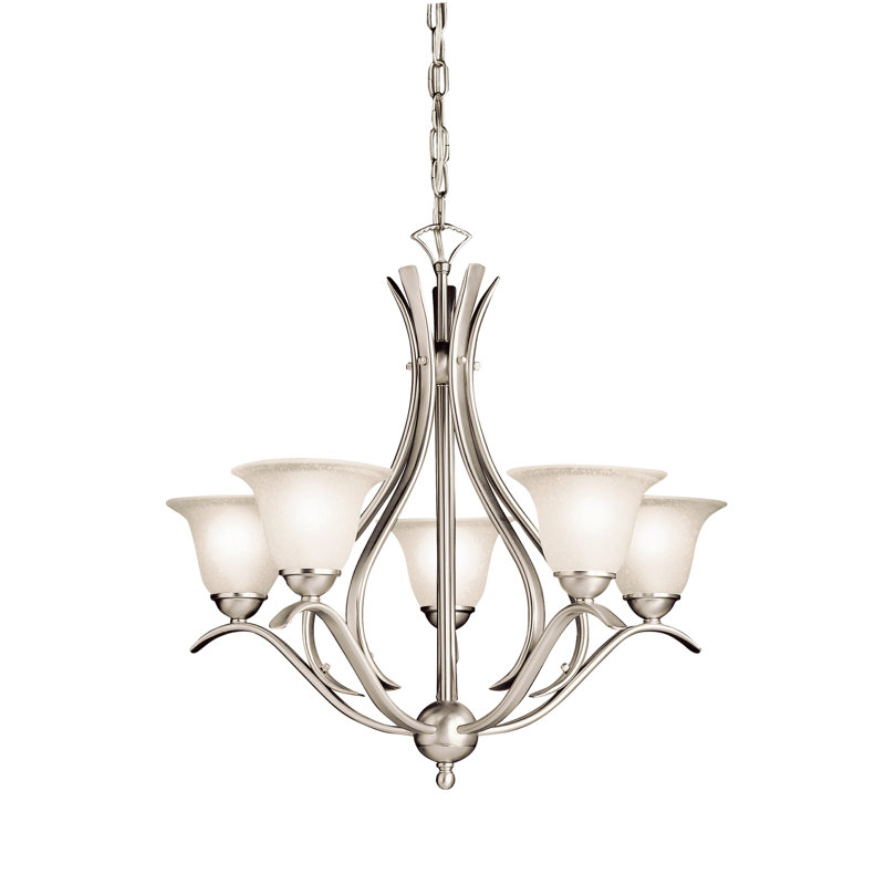 Lustre empire 5 lumières Dover, Nickel brossé