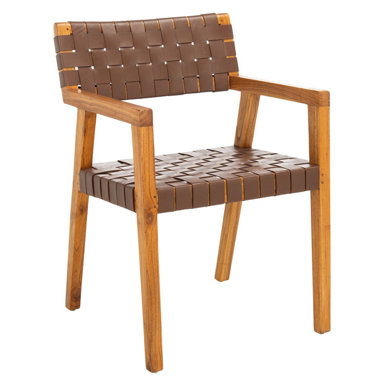 Chaise avec accoudoirs rembourrée Radbroke, Cognac / naturel