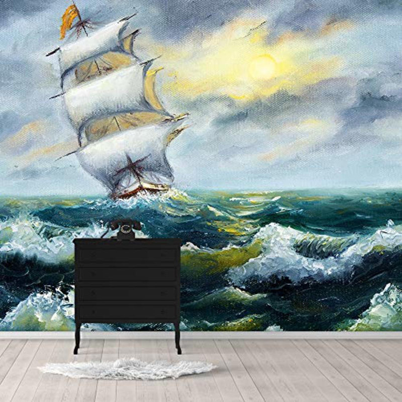 Magnifique voilier sur la mer, murale, 100 po x 12 pi