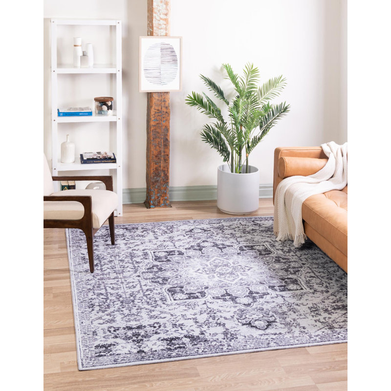 Tapis oriental gris Braegger, Carré 7 pi 3 po x 7 pi 3 po