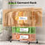Double Rail Clothes Rack on Wheels, 283kg(625lbs) Capacity, with Mesh Storage Basket & Bottom Shelf-1615094076