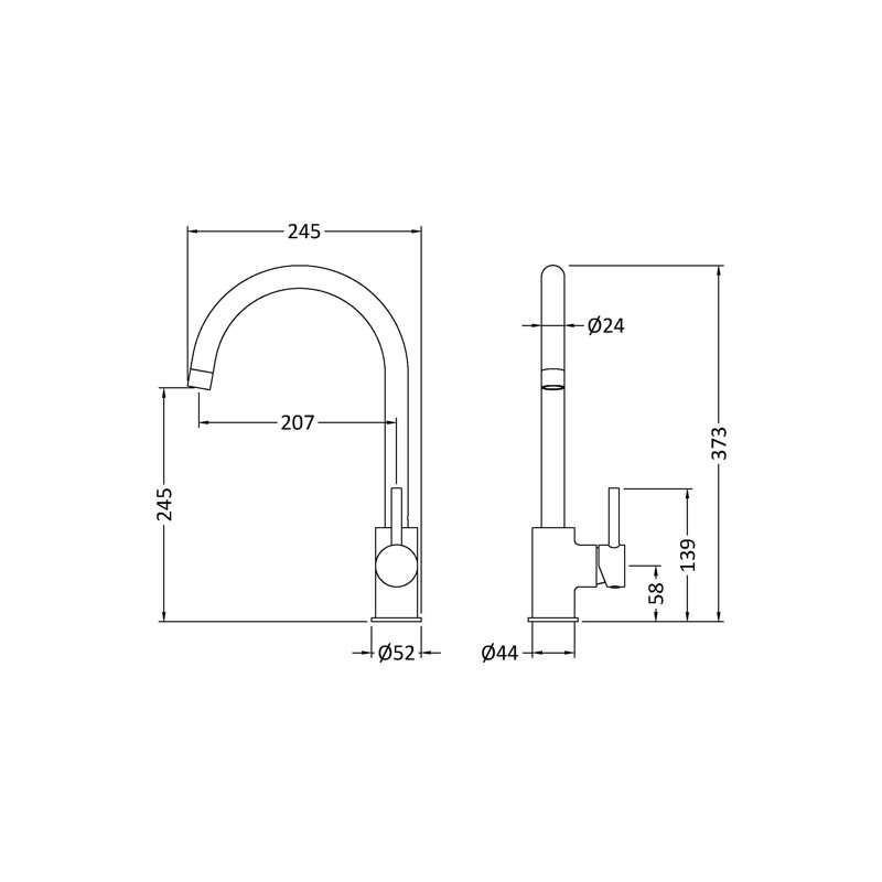 Nuie Kitchen Tap, Brushed Nickel
