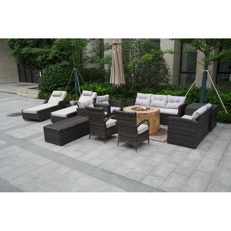 Almanza 11 - Person Patio Conversation Set with Cushions