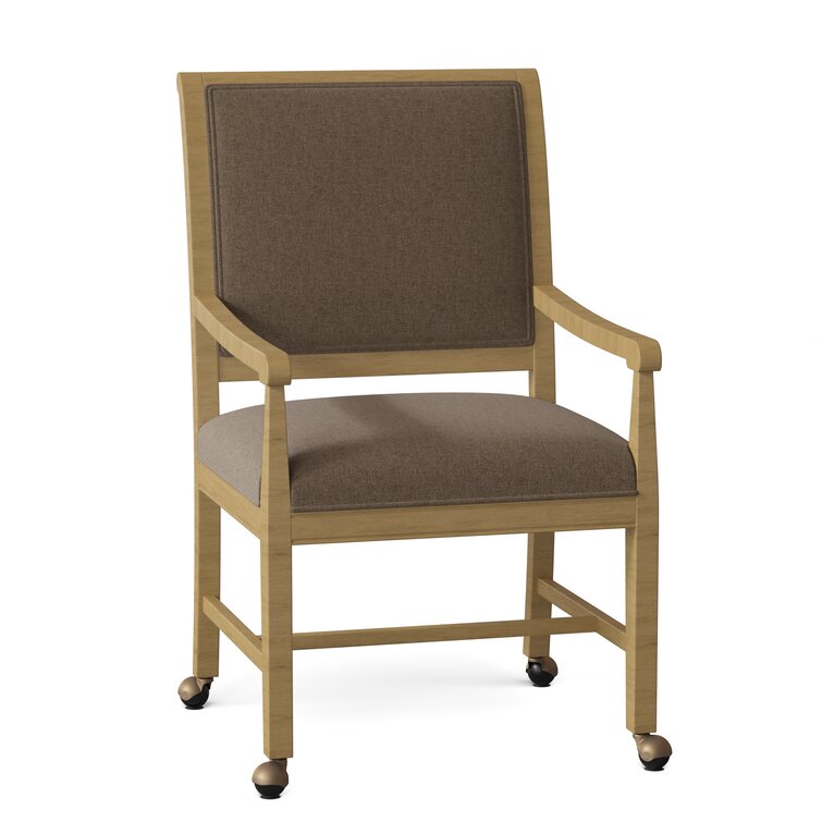 Upholstered King Louis Back Arm Chair Fairfield Chair Leg Color: Tobacco, Upholstery Color: 8789 Juniper