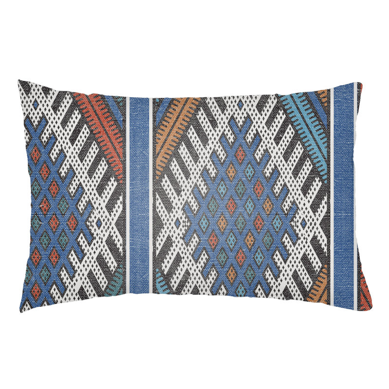 Lolita Pratt Indoor/Outdoor Lumbar Pillow, Royal Blue/Aqua