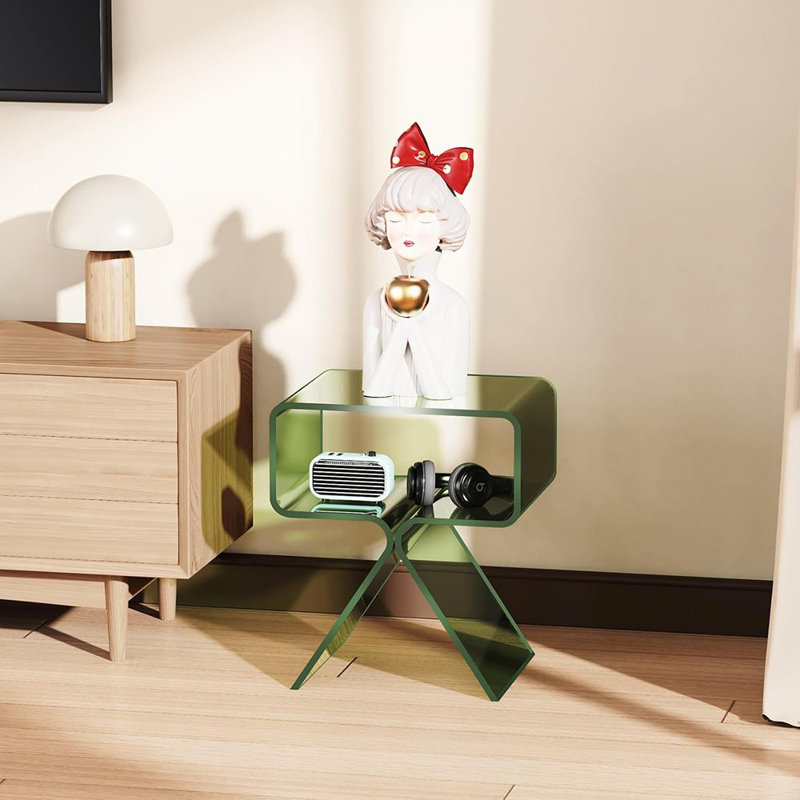 Table de bout en acrylique avec table de bout moderne et transparente pour décoration intérieure (vert)
