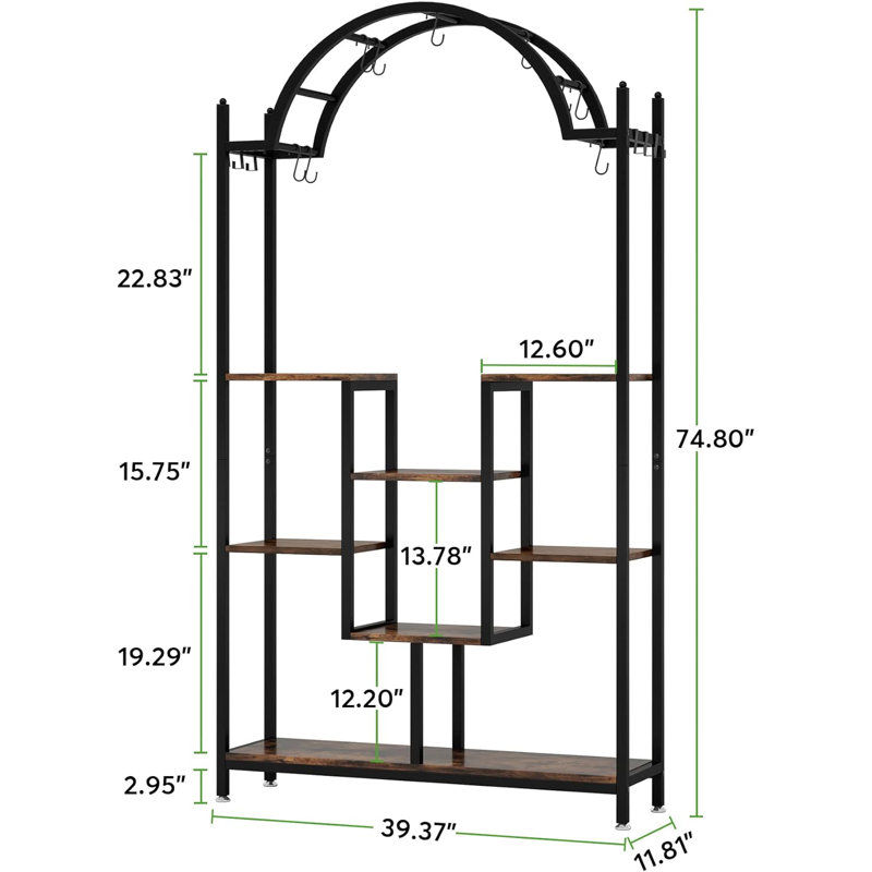 Rectangular Multi-Tiered Plant Stand, Black/Brown