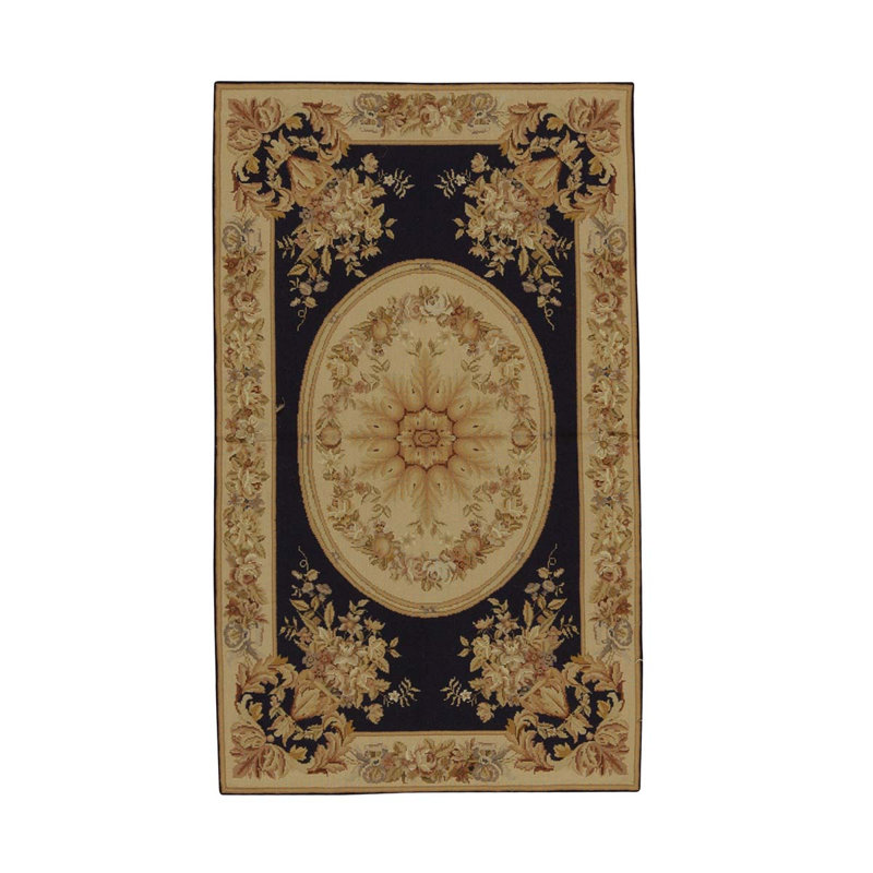 Tapis noir / brun de haute qualité noué à la main