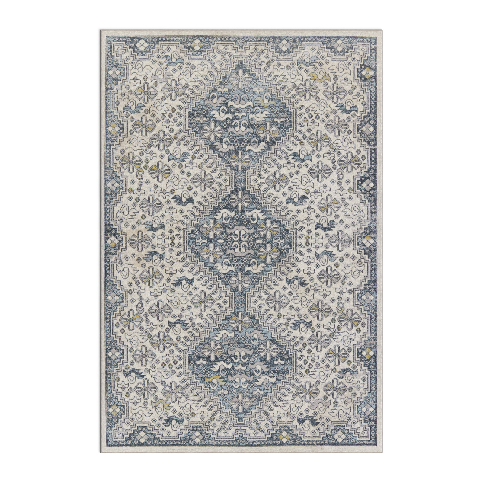 Phoebe Cream/Blue Rug, Rectangle 4' x 6'