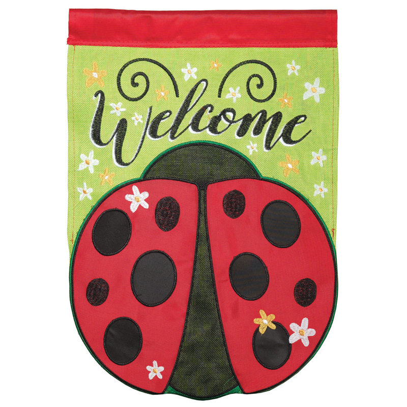Drapeau de jardin en forme de punaise Welcome