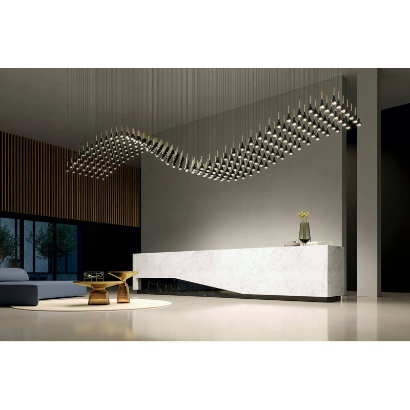 Lodes Rain Suspension Lamp Black Cable Line-V, Rose Gold