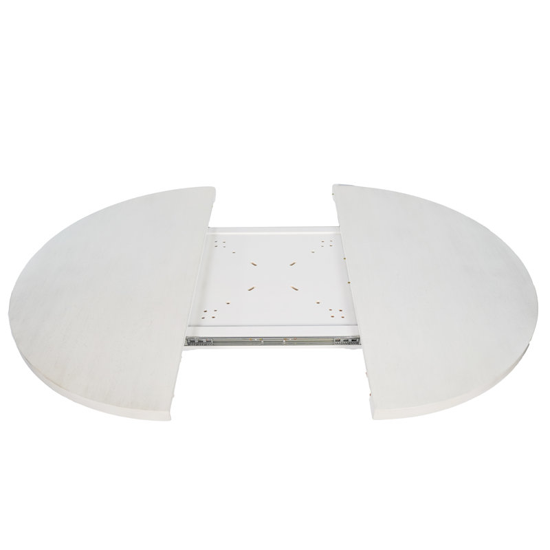 Chalk Solid Hardwood Round Extension Table Top, 48" to 66"