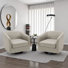 Applewold Upholstered Khaki Cotton Blend Swivel Barrel Chair with Solid Wood Base