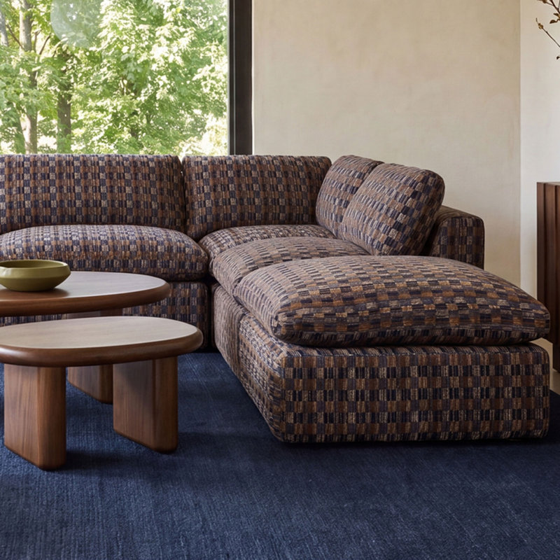 Chaise de coin Dewey bleu marine et brun, Navy
