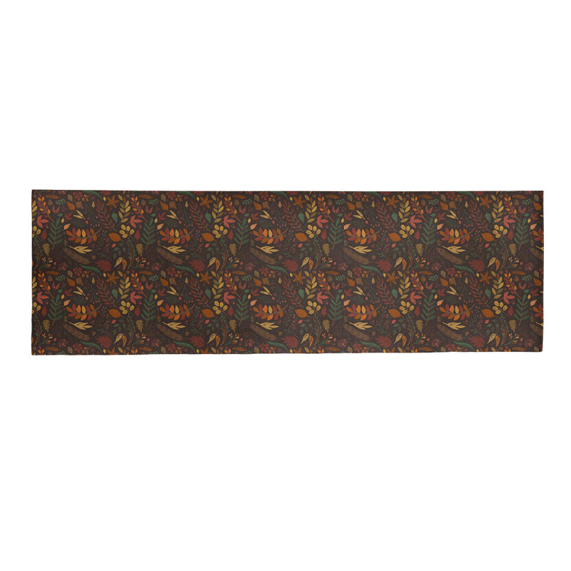 Tapis vert/orange/rouge fait main floral, Tapis de couloir 2 pi x 8 pi