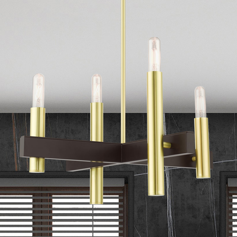 Lustre linéaire moderne à 4 lumières Shelby, Laiton satiné