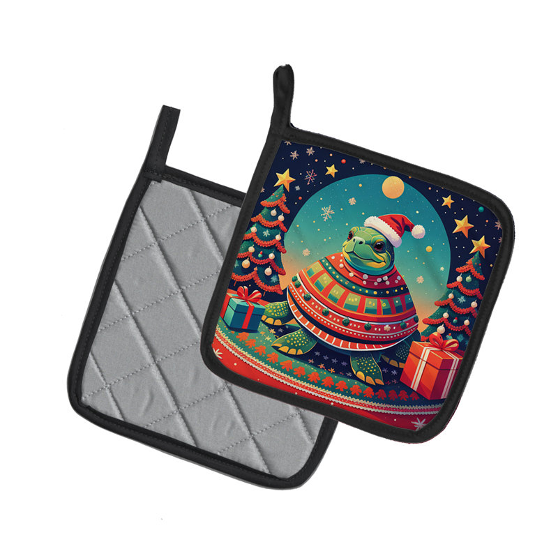 Turtle Christmas Pair of Pot Holders