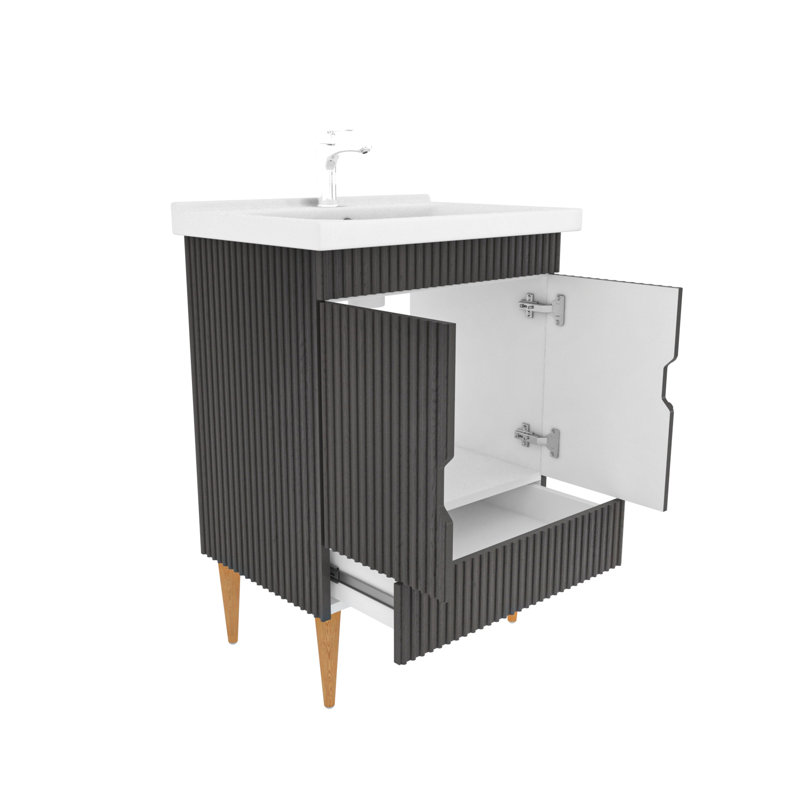 Sahra Single Bathroom Vanity with Ceramic Basin, Anthracite, 60cm