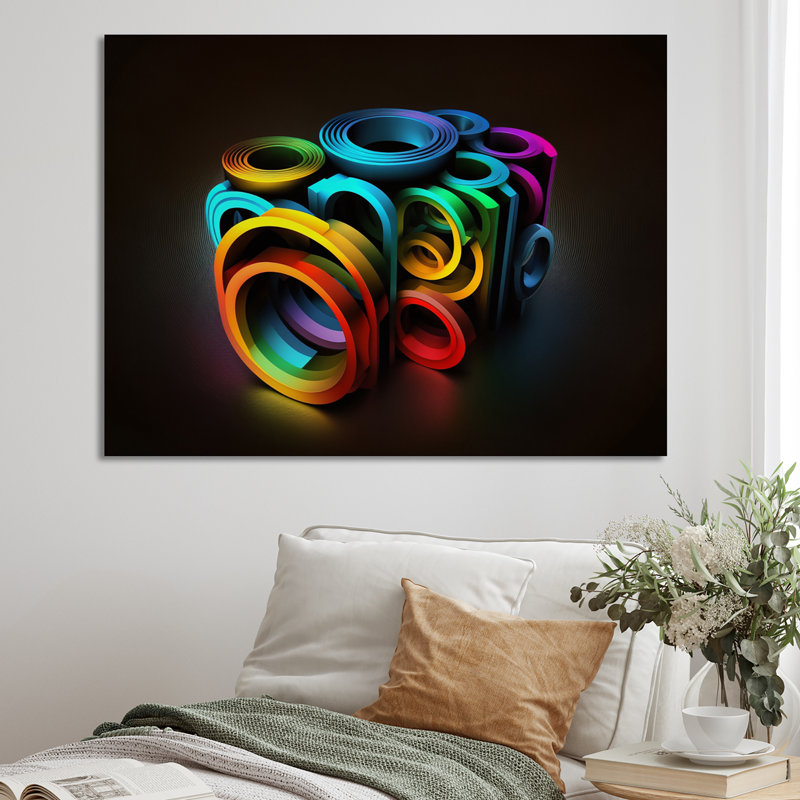 «Neon Rainbow», objet 3D sur toile, H 16 po x l 32 po x P 1 po, Toile tendue