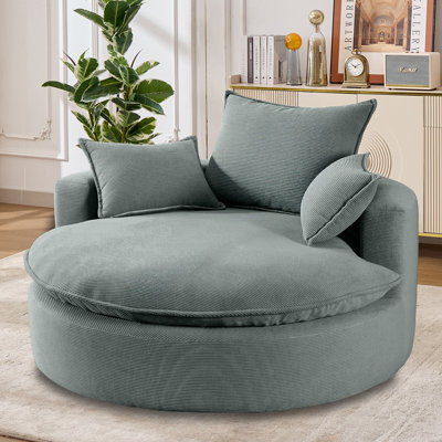Oversized Upholstered Accent 360° Swivel Chair– Chenille, Compression-Molded Foam, Swivel