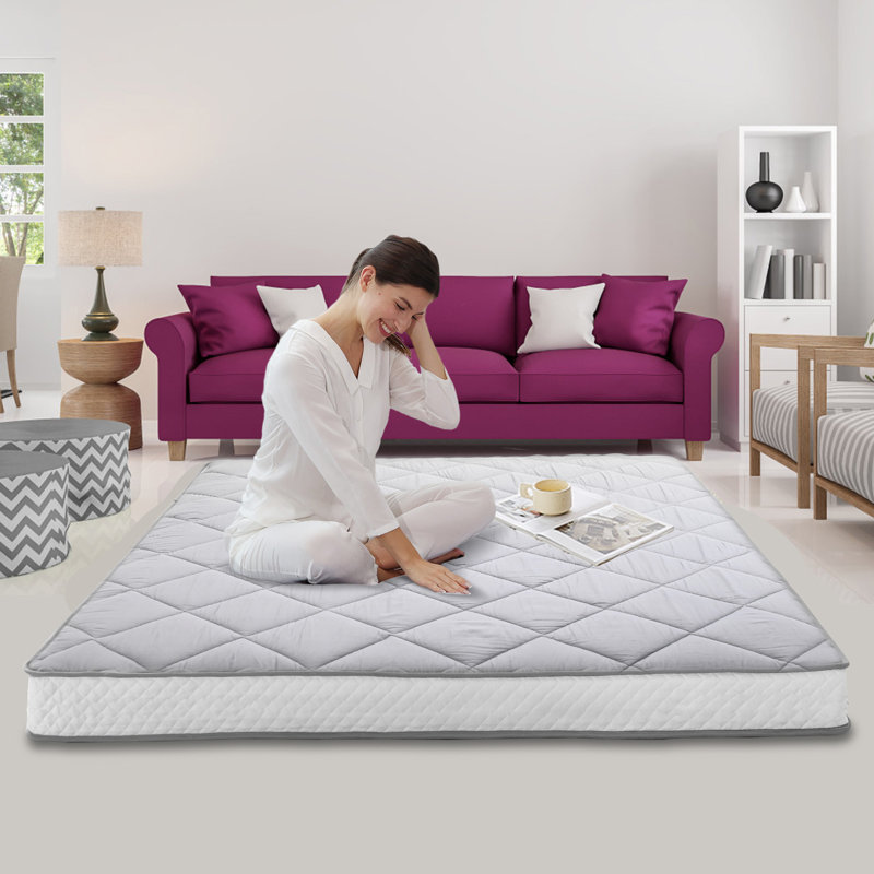 Matelas de futon pliant Gracinha, lit matelassé très épais avec matelas japonais, Simple, gris