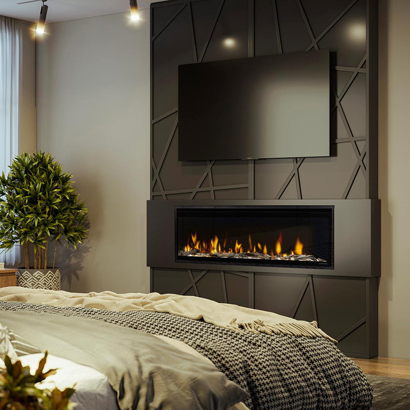Evolve Black Electric Fireplace with 8530 BTU, 16.49" H x 51.41'' W x 5.79" D