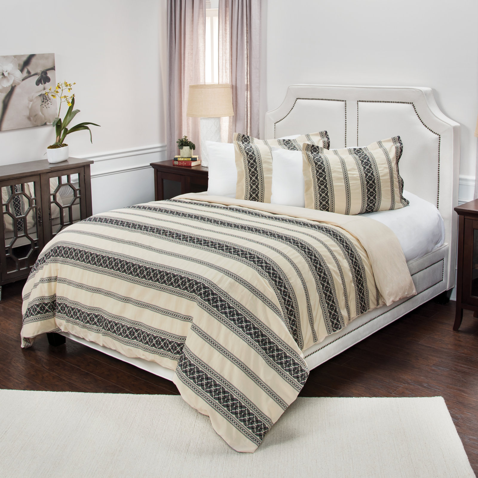 Cherie Cotton Duvet Cover Set, Queen Duvet Cover + 2 Shams