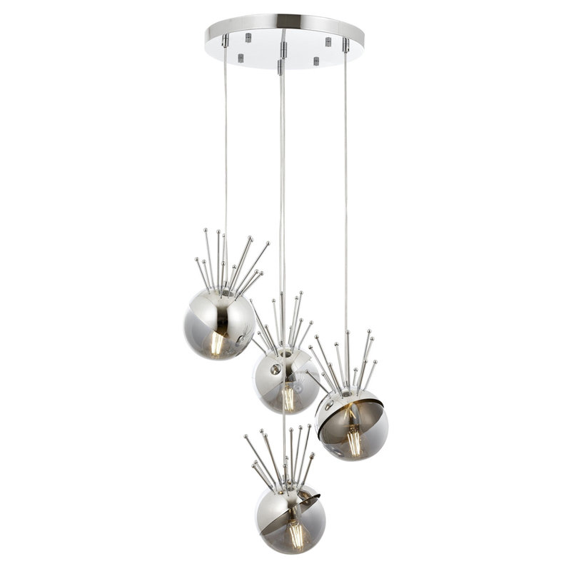 Luminaire suspendu en grappe à 4 lumières, Argent