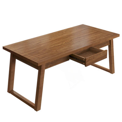 Rectangular Dining Table with Drawer & Solid Wood Legs (Just 1pcs Dining Table)