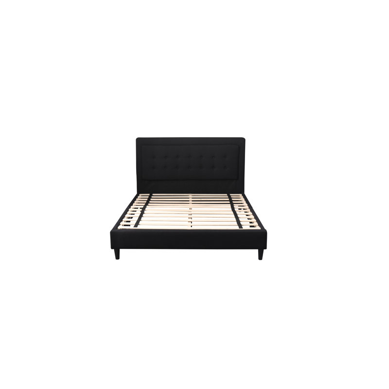 Lit plateforme tapissier Poplar, Noir, Grand