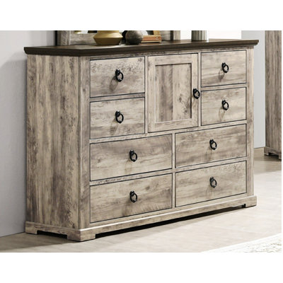 Rustic Two-Tone Finish Dresser With Eight Drawers And One Door