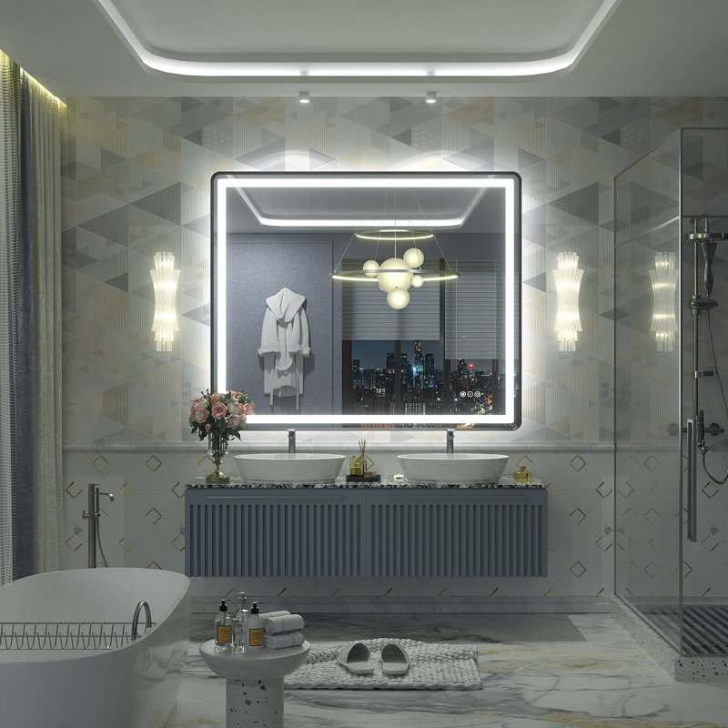 Aevar UL Certified Front & Back LED Anti-Fog Tempered Glass Bathroom/Vanity Mirror with 3-Year Warranty, 48" x 40"