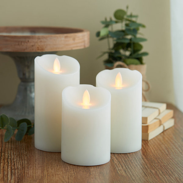 Mikasa Set Of White LED Pillar Candles | Wayfair