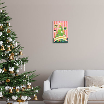 Arbre à chat Meowy Christmas par Laura Watson - impression sans cadre sur panneau de fibres à densité moyenne