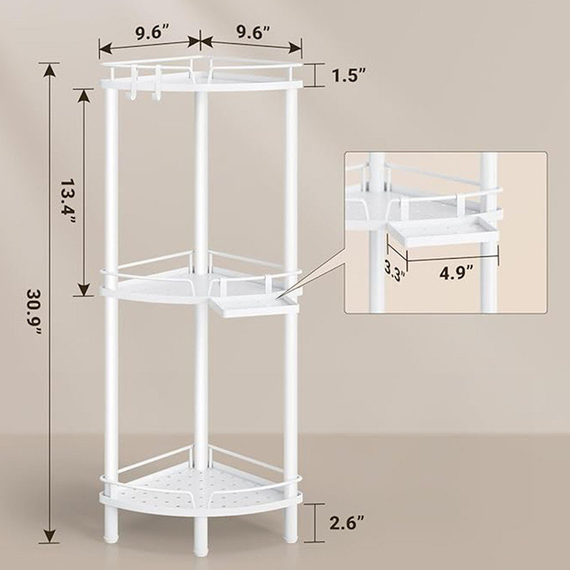 White 3-Tier Metal Freestanding Corner Shower Caddy