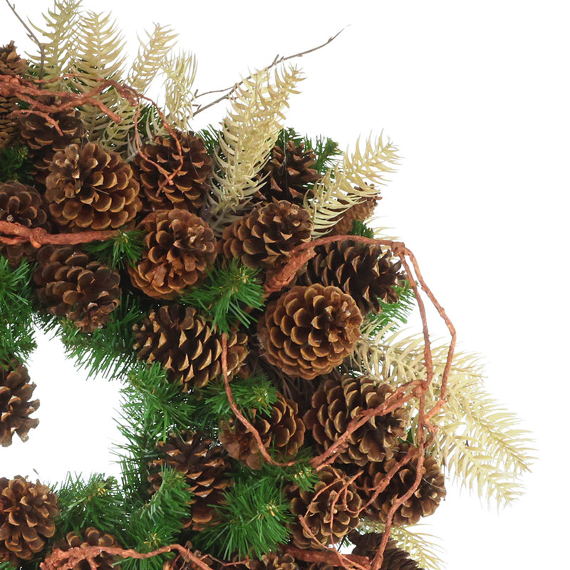 Couronne des Fêtes avec pommes de pin et vignes