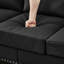 Cuir de vache noir classique de 59,5 po, accoudoirs ronds cloutés, structure et support de pieds en bois massif, siège en mousse à ressorts, housse amovible, cuir de vache moderne avec rangement, clous argentés sur pieds en caoutchouc