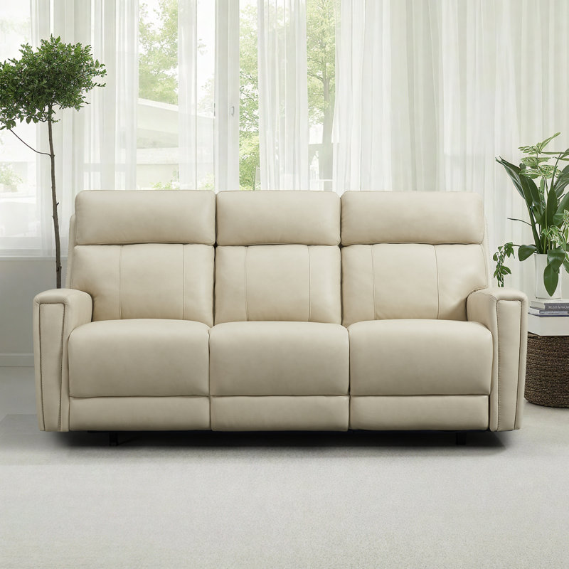 Canapé de salon inclinable électrique avec porte-gobelets One Harnish, Crème