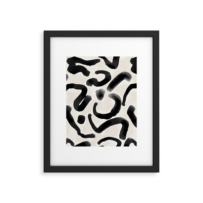 «Black Brushstroke Écru», impression sur papier encadrée