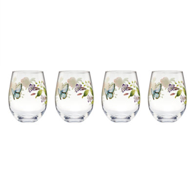 Lenox Butterfly Meadow Stemless Wine Glasses, Set Of 4
