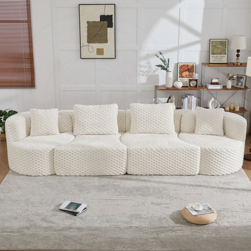 Canapé modulaire surdimensionné avec emballage de compression, White Polyester, White