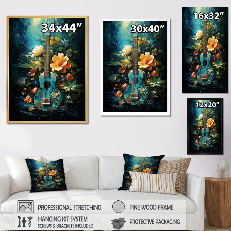«Tropical Guitare Music Euphonic I», reproduction d'art sur toile, Toile tendue, H 32 po x l 16 po