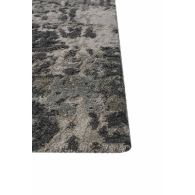 Contemporary Hand Knotted Wool Oriental Area Rug in Gray