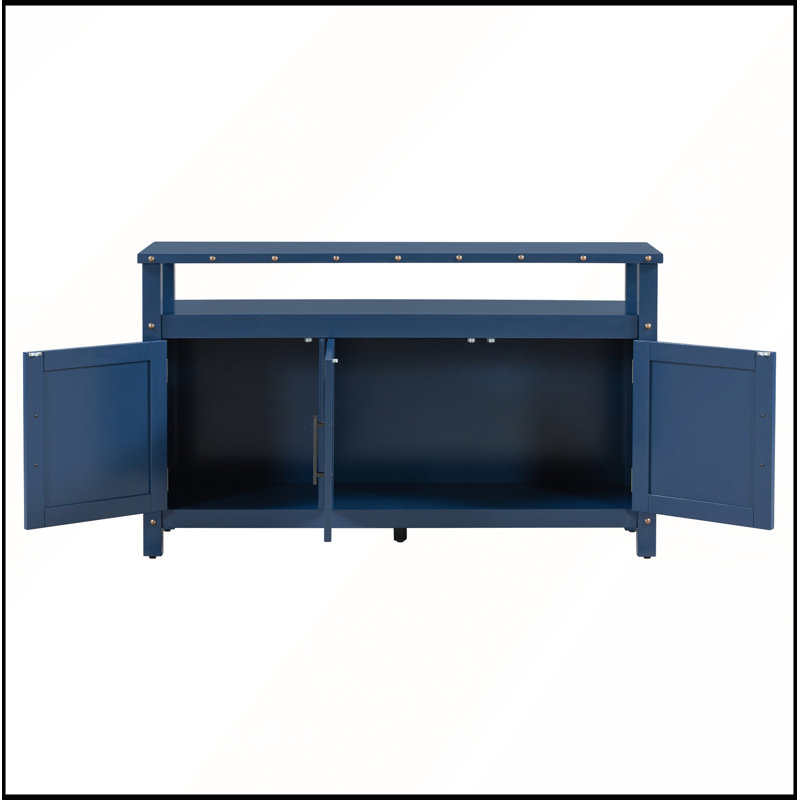 Buffet 55,1 pouces en bois de pin avec buffet à 3 portes et rangement