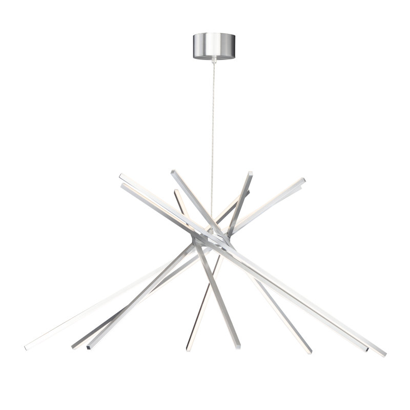 Marvine 8 - Light Acrylic Dimmable LED Sputnik Modern Linear Chandelier, Satin Aluminum