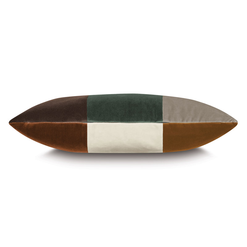 Coussin Uma, Rectangle H 11 po x l 21 po, Brun / vert / ivoire