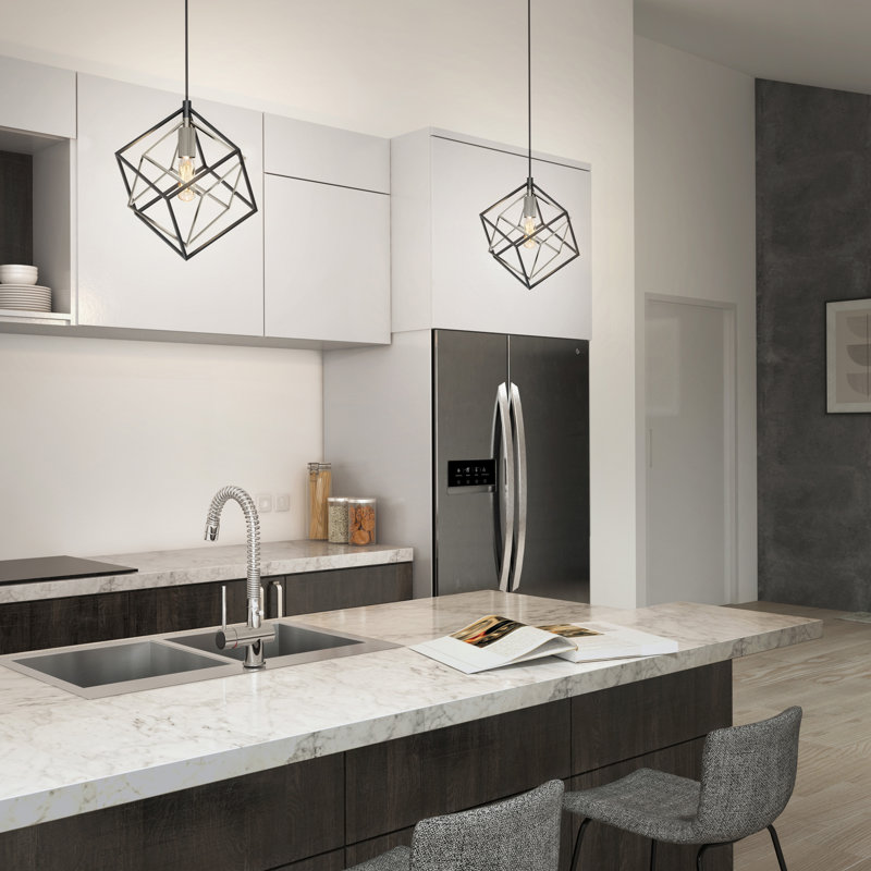 Tongai 1 - Light Square/Rectangle Pendant, Brushed Nickel